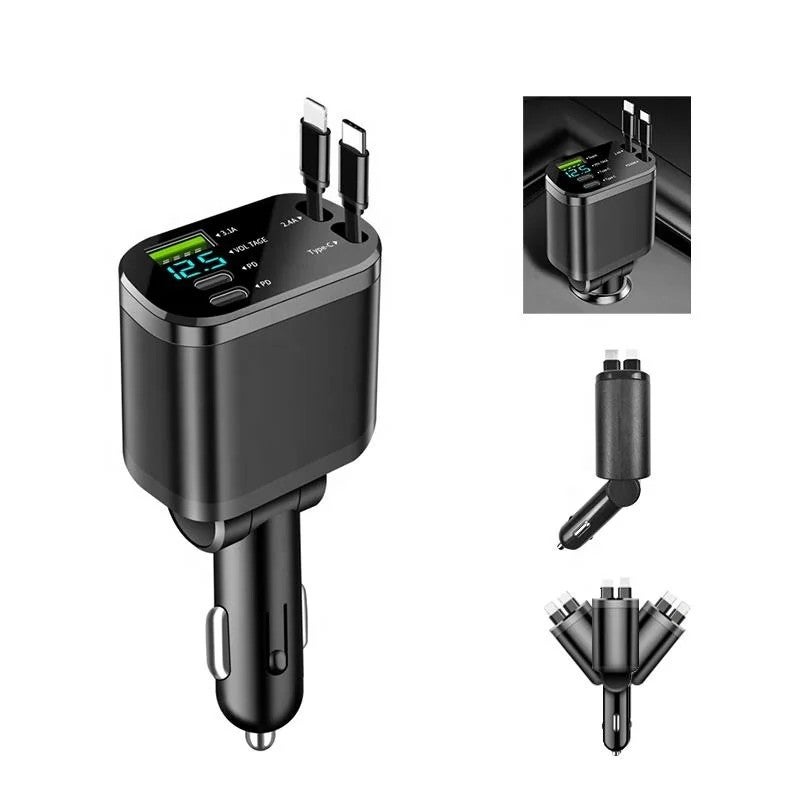 Bluejw 65W 5-Port USB Car Charger Adapter - Fast Charging QC 3.0, Type-C PD 3.0, 12V/24V Automobile Charger for Phones, Tablets & More - Image 2